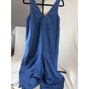 Harlow & Rose Jean Romper Wide Leg Y2K Retro Flowy Classic Dress Up/Down Comfort